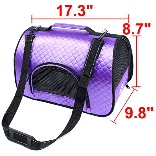 Ruilogod Nylon Reisen Tragbare Faltbare Mesh-Reißverschluss-Verschluss-Taschen-Design-Haustierhundkatchenträger-Taschen-Purple Ruilogod Nylon Reisen Tragbare Faltbare Mesh-Reißverschluss-Verschluss-Taschen-Design-Haustierhundkatchenträger-Taschen-Purple von Ruilogod