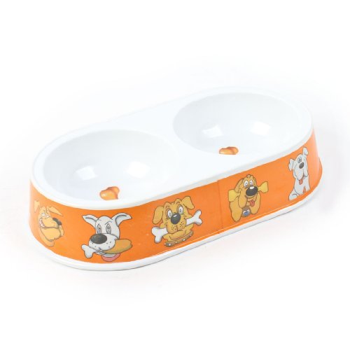 Ruilogod Orange Weiß Knochen-Muster Doppel Bereiche Pet Hundefutter Wasser-Schüssel-Teller Ruilogod Orange Weiß Knochen-Muster Doppel Bereiche Pet Hundefutter Wasser-Schüssel-Teller von Ruilogod