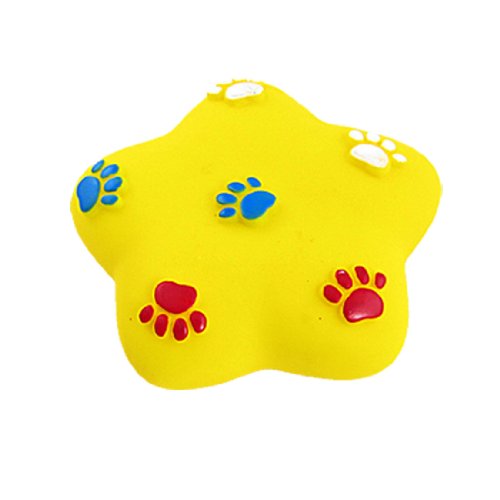 Ruilogod Paw Decor Yellow Vinyl Stern-Form Squeeze quietschende Spielzeug für Hund Ruilogod Paw Decor Yellow Vinyl Stern-Form Squeeze quietschende Spielzeug für Hund von Ruilogod