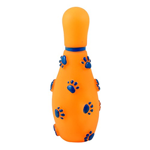 Ruilogod Paw Printed Bowling Design Haustier Hund Ton quietschend Spielzeug orange von Ruilogod