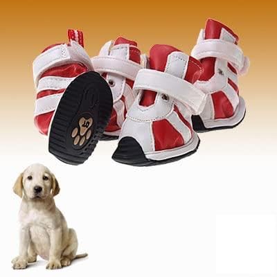 Ruilogod Paw-Zehen-Schutz Rot Weiß Pet Boot Klettverschluss Design-L Ruilogod Paw-Zehen-Schutz Rot Weiß Pet Boot Klettverschluss Design-L von Ruilogod