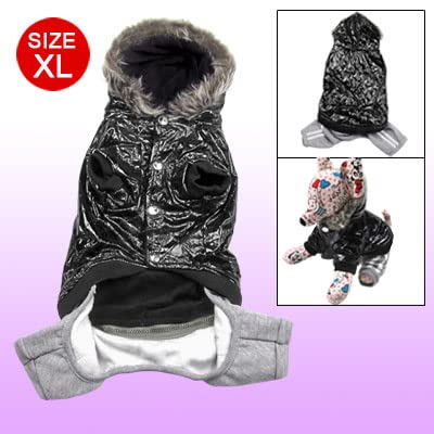 Ruilogod Pet Black Faux Leder Mit Kapuze Button Up Mantel Strampler Hundekleidung XL Ruilogod Pet Black Faux Leder Mit Kapuze Button Up Mantel Strampler Hundekleidung XL von Ruilogod