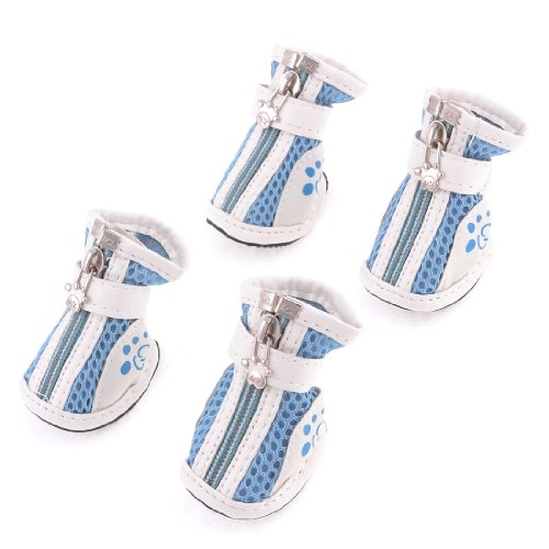 Ruilogod Pet Doggy Yorkie Chihuaha Reißverschluss Weiß Blau Meshy Schuhe 2 Paar XXS Ruilogod Pet Doggy Yorkie Chihuaha Reißverschluss Weiß Blau Meshy Schuhe 2 Paar XXS von Ruilogod