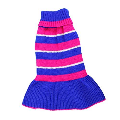 Ruilogod Pet Streifen Muster Ripper Manschettenkleid Pullover Größe Suchsia Blau Ruilogod Pet Streifen Muster Ripper Manschettenkleid Pullover Größe Suchsia Blau von Ruilogod