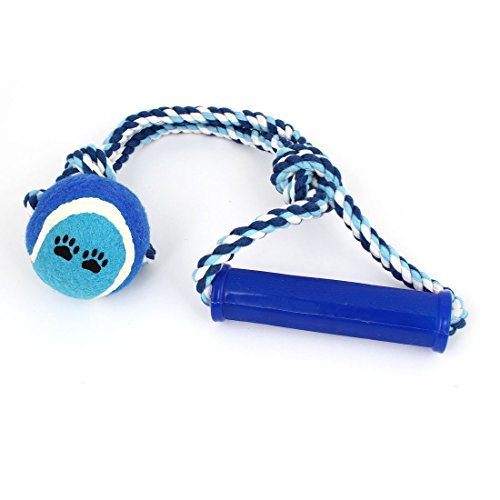 Ruilogod Pet geflochtenen Seil Tennisball Mahlzähne Spielen Chew Toy Blau Weiß Ruilogod Pet geflochtenen Seil Tennisball Mahlzähne Spielen Chew Toy Blau Weiß von Ruilogod