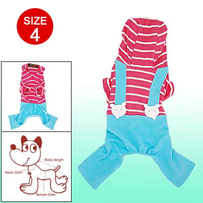 Ruilogod Pet gestreifter Overall Kleidung Spielanzug Hund Sz 4 mit Kapuze Kleid von Ruilogod