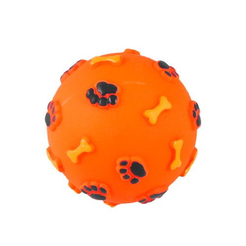 Ruilogod Pfotenmuster Orange Gummi Ball Quietschender Kauspielzeug Für Haustierhund Ruilogod Pfotenmuster Orange Gummi Ball Quietschender Kauspielzeug Für Haustierhund von Ruilogod
