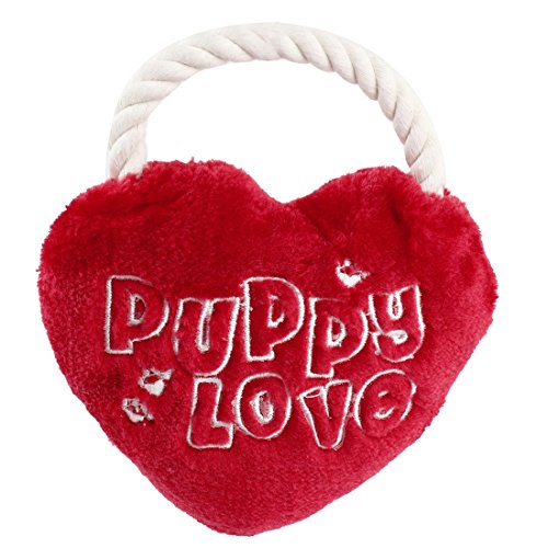 Ruilogod Plüsches Herzförmige Design-Haustier Squeeze Kau quietschen Spielzeug rot von Ruilogod