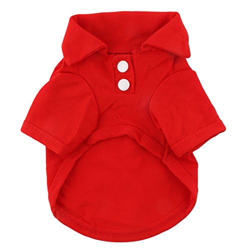 Ruilogod Polyester Haustier-Welpen-Katze-Revers-Design T-Shirt-Kleidung-Kostüm-Kleid-Größe XS Red Ruilogod Polyester Haustier-Welpen-Katze-Revers-Design T-Shirt-Kleidung-Kostüm-Kleid-Größe XS Red von Ruilogod