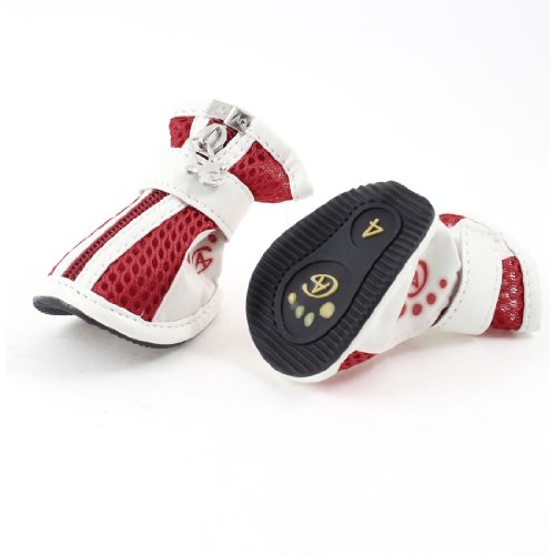 Ruilogod Pomeranian Hund Antislip Sohle Meshy Schuhe Schuhe Footwear Paar Rot Weiß M Ruilogod Pomeranian Hund Antislip Sohle Meshy Schuhe Schuhe Footwear Paar Rot Weiß M von Ruilogod