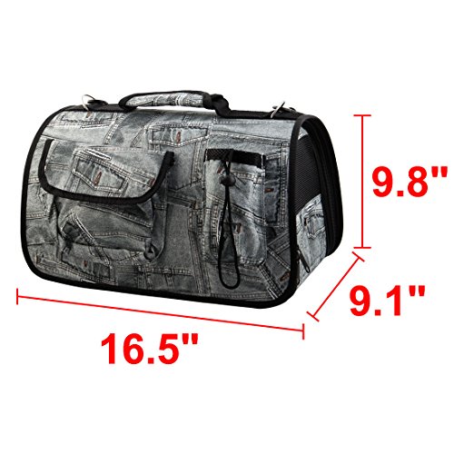 Ruilogod Reisen Gehen Tragbare Umhängetasche Faltbare Katze Hund Hundeträger 43x23x25cm Blau Ruilogod Reisen Gehen Tragbare Umhängetasche Faltbare Katze Hund Hundeträger 43x23x25cm Blau von Ruilogod