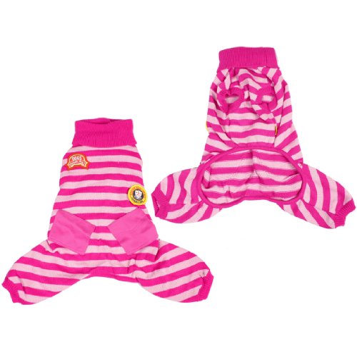 Ruilogod Rollkragengestreifen Streifenhund Hund Doggie Jumpsuit Mantel Bekleidung Hemd Kleidung Rosa Weiß XL Ruilogod Rollkragengestreifen Streifenhund Hund Doggie Jumpsuit Mantel Bekleidung Hemd Kleidung Rosa Weiß XL von Ruilogod