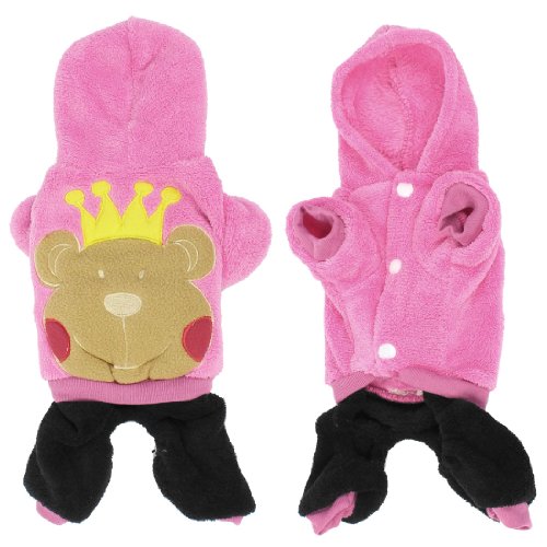 Ruilogod Rosa schwarz Plüsch Bär Druck mit Kapuze Haustier Hund Jumpsuit Mantel Kleidung xs Ruilogod Rosa schwarz Plüsch Bär Druck mit Kapuze Haustier Hund Jumpsuit Mantel Kleidung xs von Ruilogod