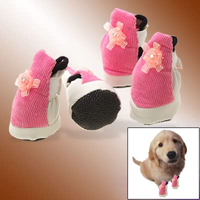 Ruilogod Rosa und weiße Haustierwelpen-Schutzschuhe Hundeschuhe Booties Ruilogod Rosa und weiße Haustierwelpen-Schutzschuhe Hundeschuhe Booties von Ruilogod