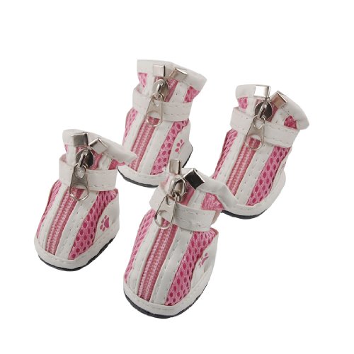 Ruilogod Rosa weiße Größe 1 Faux Lederstiefelschuhe für Haustierhundwelpen Ruilogod Rosa weiße Größe 1 Faux Lederstiefelschuhe für Haustierhundwelpen von Ruilogod