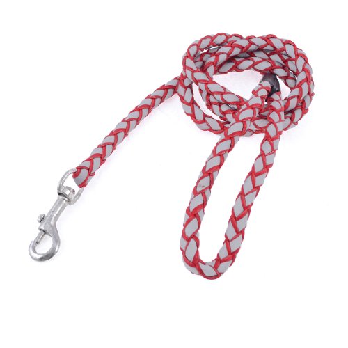 Ruilogod Rot Grau Strukturierter Seil Reflektierende Haustier Hund zieht Leine Traction 50" Länge Ruilogod Rot Grau Strukturierter Seil Reflektierende Haustier Hund zieht Leine Traction 50" Länge von Ruilogod