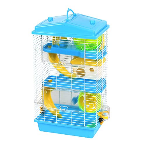 Ruilogod Rotary Übungs-Rad Hous Gleitbrett Metall Pet Hamsterkäfig Blau von Ruilogod