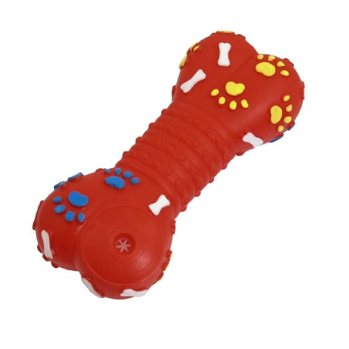 Ruilogod Rotes knochenförmiges Trainings-Quietschenkauspielzeug für Haustierdoggy von Ruilogod
