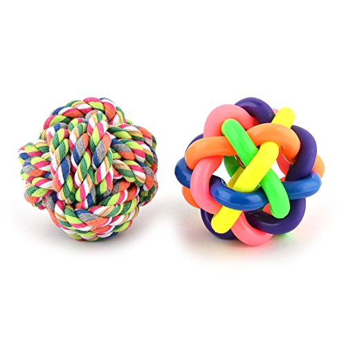 Ruilogod Rubber Jingle Bell Play Ball Woven Knoten Seil Spielzeug Haustier Hund Cord 2 in 1 Ruilogod Rubber Jingle Bell Play Ball Woven Knoten Seil Spielzeug Haustier Hund Cord 2 in 1 von Ruilogod