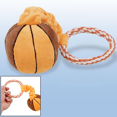 Ruilogod Seil-Ring Mini-Plüsch-Basketball Haustier quietschendes Spielzeug Ball für Welpen-Hund von Ruilogod