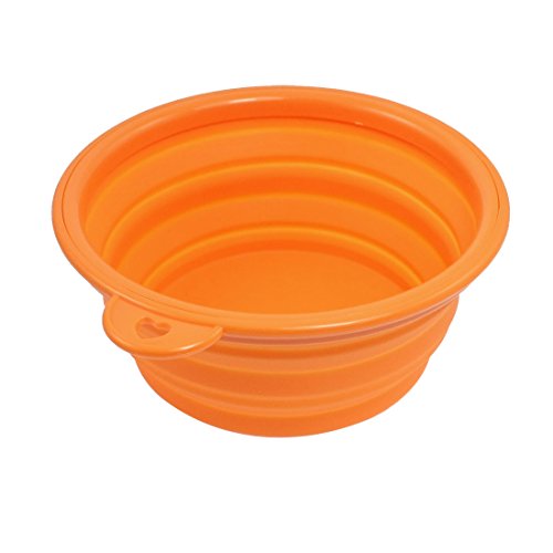 Ruilogod Silikon Haustier Hund Katze Adjustable 3 Heights tragbare Lebensmittel Wasser Schüssel orange Ruilogod Silikon Haustier Hund Katze Adjustable 3 Heights tragbare Lebensmittel Wasser Schüssel orange von Ruilogod