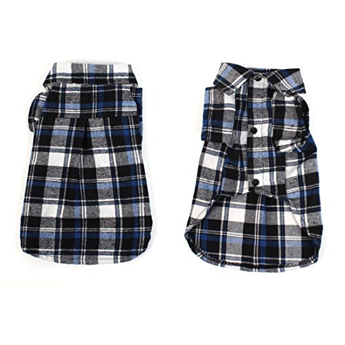 Ruilogod Sommer Checker gedruckt Kragen Pet Bekleidung T-Shirt L Blau Schwarz Weiß Ruilogod Sommer Checker gedruckt Kragen Pet Bekleidung T-Shirt L Blau Schwarz Weiß von Ruilogod