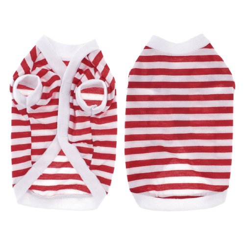 Ruilogod Sommerwelpen Yorkie Hund Haken Schleife Schließung Gestreiftes T-Shirt Bekleidung L Rot Weiß Ruilogod Sommerwelpen Yorkie Hund Haken Schleife Schließung Gestreiftes T-Shirt Bekleidung L Rot Weiß von Ruilogod