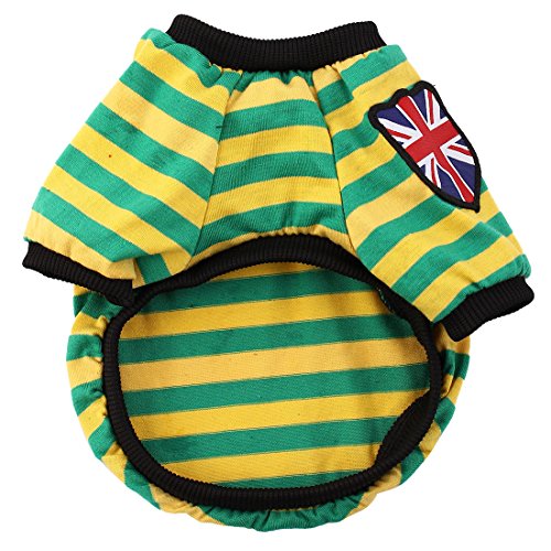 Ruilogod Streifen Muster Baumwollmischung Haustier Hund Sommer Tragen Mantel Kleidung T-Shirt Bekleidungskostüm S Grün Gelb Ruilogod Streifen Muster Baumwollmischung Haustier Hund Sommer Tragen Mantel Kleidung T-Shirt Bekleidungskostüm S Grün Gelb von Ruilogod