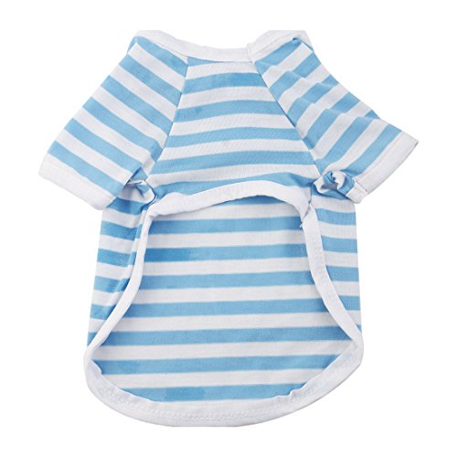 Ruilogod Streifen Muster Baumwollmischung Haustier Katze Cute Sommer Mantel Kleidung T-Shirt Bekleidung Kostüm S Blau Weiß Ruilogod Streifen Muster Baumwollmischung Haustier Katze Cute Sommer Mantel Kleidung T-Shirt Bekleidung Kostüm S Blau Weiß von Ruilogod