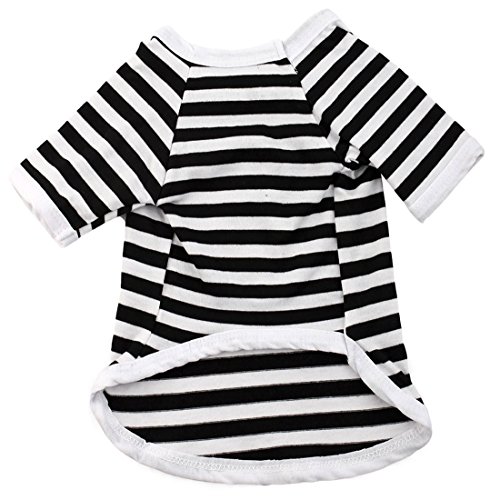 Ruilogod Streifen-Muster-Baumwollmischung Haustier-Katze netten Sommer-Mantel-Kleidung T-Shirt Kleid Kostüm XL Schwarz Weiß Ruilogod Streifen-Muster-Baumwollmischung Haustier-Katze netten Sommer-Mantel-Kleidung T-Shirt Kleid Kostüm XL Schwarz Weiß von Ruilogod