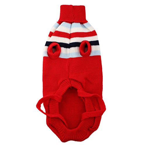 Ruilogod Streifen Muster Haustier Hund Gestrickter Winter Warme Pullover Mantel Kleidung Kleidung Kleidung Jacke Kostüm L Rot von Ruilogod