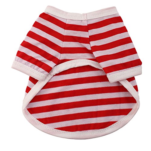 Ruilogod Streifen muster baumwolle mischung haustier katze nette sommer mantel kleidung t-shirt bekleidungskostüm xs rot weiß Ruilogod Streifen muster baumwolle mischung haustier katze nette sommer mantel kleidung t-shirt bekleidungskostüm xs rot weiß von Ruilogod