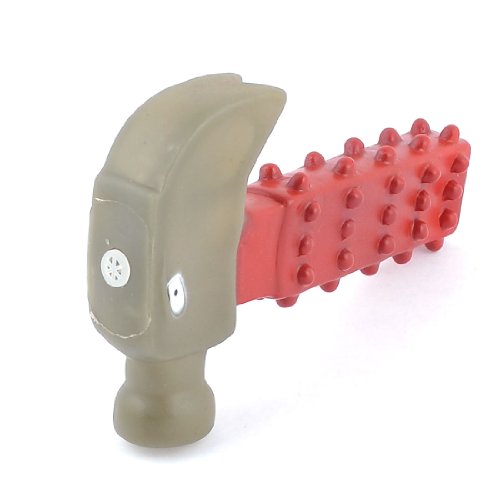 Ruilogod Strukturierter Hammer-Stil-Haustierhund Quietschender Squeeze Spielzeug Molar Werkzeug Rot von Ruilogod