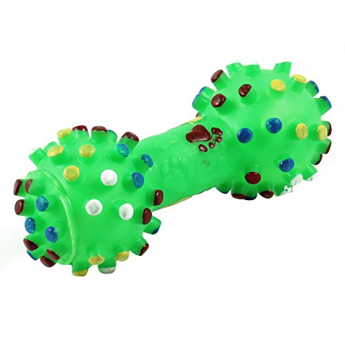 Ruilogod Vinyl Gummi Hantel-Art-Punkt-Dekor Haustier Hund Katze kauen Spielzeug Grün Ruilogod Vinyl Gummi Hantel-Art-Punkt-Dekor Haustier Hund Katze kauen Spielzeug Grün von Ruilogod