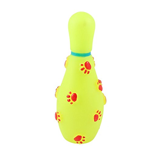 Ruilogod Vinyl Gummi Paw Pattern Bowling-Form Hund quietschend Spielzeug Gelb von Ruilogod