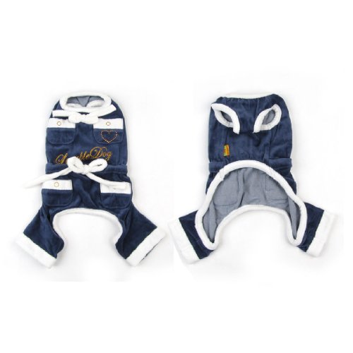 Ruilogod Warm Plüsch Rundhalsausschnitt Bowtie Decor Pet Welpen Hund Jumpsuit Kleid Königsblau XL Ruilogod Warm Plüsch Rundhalsausschnitt Bowtie Decor Pet Welpen Hund Jumpsuit Kleid Königsblau XL von Ruilogod