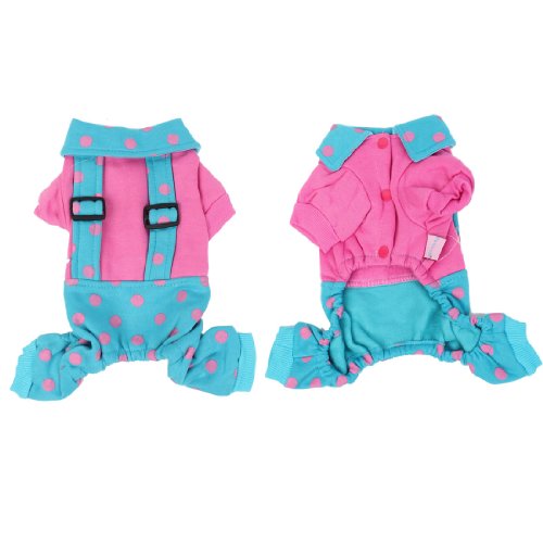 Ruilogod Warme Fuchsia-Punkte gedruckt einzelner breasted Pet Dog Jumpsuit-Mantel xxs von Ruilogod