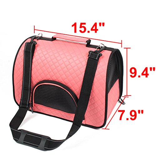 Ruilogod Weiche Kunstleder Reise Meshy doppelseitig Reißverschluss Taschenentwurf Pet Welpenträger Tragetasche Korallenrosa Ruilogod Weiche Kunstleder Reise Meshy doppelseitig Reißverschluss Taschenentwurf Pet Welpenträger Tragetasche Korallenrosa von Ruilogod