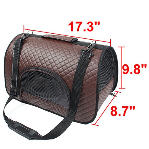 Ruilogod Weiche Kunstleder Reise Tragbare Mähwaren Reißverschluss Verschluss Pocket Design Pet Hundekatchenträger Tragetasche Ruilogod Weiche Kunstleder Reise Tragbare Mähwaren Reißverschluss Verschluss Pocket Design Pet Hundekatchenträger Tragetasche von Ruilogod