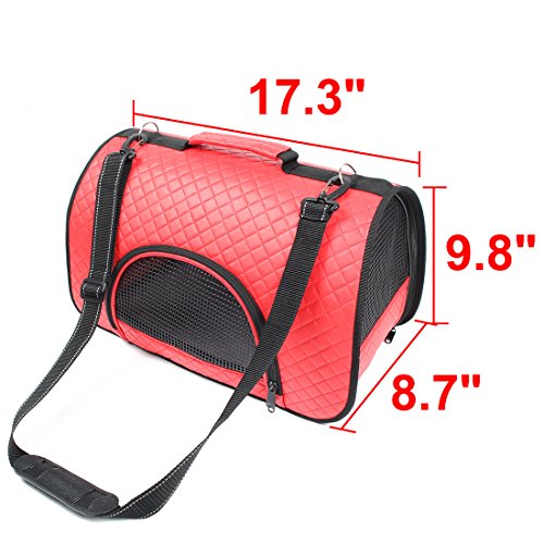 Ruilogod Weiche Kunstleder Reisen Tragbare Faltbare Mesh Reißverschluss Verschluss Pocket Design Pet Hundekatchenträger Tragetasche Rot Ruilogod Weiche Kunstleder Reisen Tragbare Faltbare Mesh Reißverschluss Verschluss Pocket Design Pet Hundekatchenträger Tragetasche Rot von Ruilogod