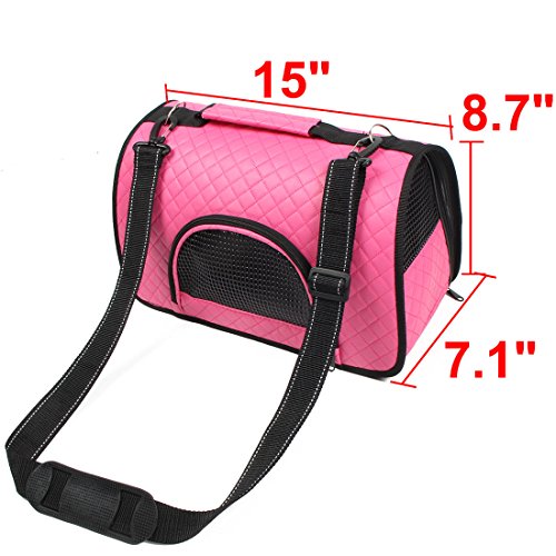 Ruilogod Weiche Kunstleder Reisen Tragbare Meshy Zipper Pocket Design Pet Puppy Carrier Bag Fuchsie Ruilogod Weiche Kunstleder Reisen Tragbare Meshy Zipper Pocket Design Pet Puppy Carrier Bag Fuchsie von Ruilogod