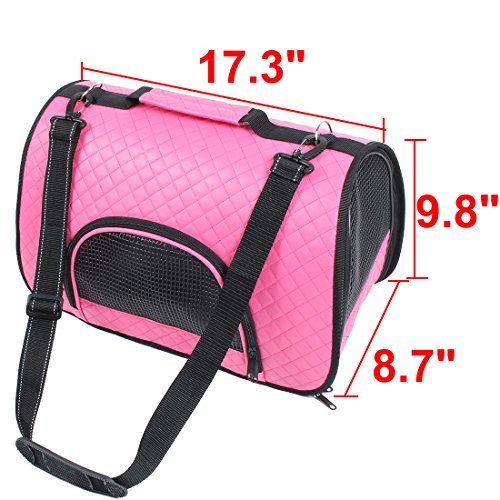 Ruilogod Weiche Kunstleder Reisen Tragbare faltbare Meshwaren-Reißverschluss-Taschen-Design-Haustierhundkatchenträger-Taschen-Tasche Fuchsia Ruilogod Weiche Kunstleder Reisen Tragbare faltbare Meshwaren-Reißverschluss-Taschen-Design-Haustierhundkatchenträger-Taschen-Tasche Fuchsia von Ruilogod