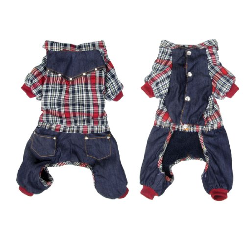Ruilogod Winter-Plüsch-Futter Plaid Hund Overall Overall Hundebekleidung Blau M Ruilogod Winter-Plüsch-Futter Plaid Hund Overall Overall Hundebekleidung Blau M von Ruilogod