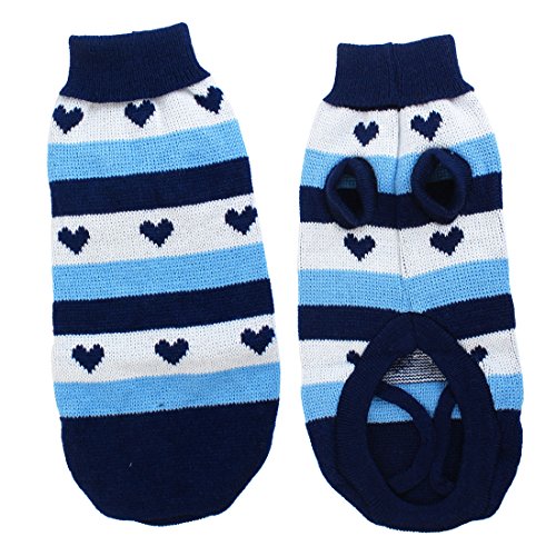 Ruilogod Winter Warme Rollkragene Herz Muster Haustier Hund Yorkie Kleidung Pullover Xs Blau Weiß Ruilogod Winter Warme Rollkragene Herz Muster Haustier Hund Yorkie Kleidung Pullover Xs Blau Weiß von Ruilogod