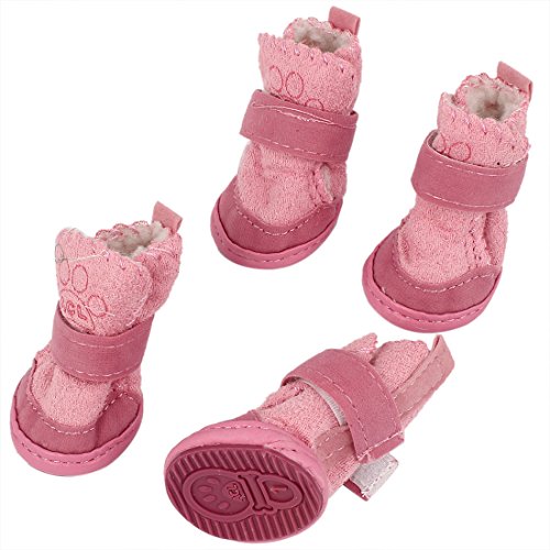 Ruilogod Winter warmer abnehmbarer Verschluss Pet Schuhe Booties XXS 2 Paar Rosa Ruilogod Winter warmer abnehmbarer Verschluss Pet Schuhe Booties XXS 2 Paar Rosa von Ruilogod