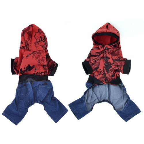 Ruilogod Winterpresse-Button mit Kapuze Einreiher Haustier Hund Jumpsuit rot blau l Ruilogod Winterpresse-Button mit Kapuze Einreiher Haustier Hund Jumpsuit rot blau l von Ruilogod
