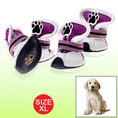 Ruilogod XL Klettverschluss Design-Füße-Schutz Hund Schuhe Lila Weiß Ruilogod XL Klettverschluss Design-Füße-Schutz Hund Schuhe Lila Weiß von Ruilogod