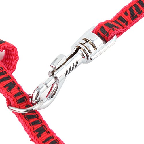 Ruilogod Zebra-Streifen Print Hundewelpe Einstellbare Transportkabel Gurt Traktion Kragen Halfter Leine Seil Rot von Ruilogod