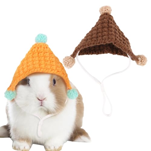 Kleine Tiermütze, kleine Mütze für Hamster - 2 Stück gestrickte Hamster-Kopfbedeckungen mit verstellbarem Riemen,Niedlicher Hut für Eidechsen, Hamster, Bartagamen, Urlaubskostüm-Zubehör Kleine Tiermütze, kleine Mütze für Hamster - 2 Stück gestrickte Hamster-Kopfbedeckungen mit verstellbarem Riemen,Niedlicher Hut für Eidechsen, Hamster, Bartagamen, Urlaubskostüm-Zubehör von Ruilonghai