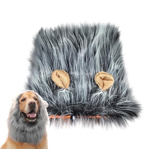 Löwenmähne Für Hunde & Katze, Hundebekleidung & Zubehör, Waschbares Haustier-Hundeperückenkostüm - Realistische Hundemähne-Kopfbedeckung, Bequeme Air-Hundekopfbedeckung Für Cosplay von Ruilonghai